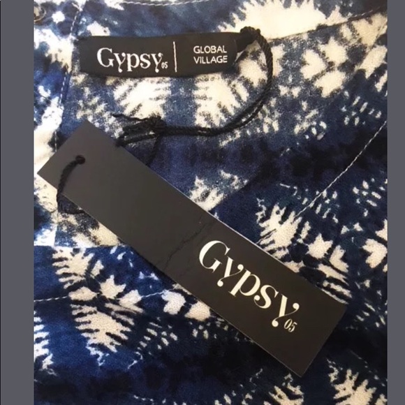 Gypsy 05 NWT Blue Shabori Print Mini Shift Dress S - Picture 5 of 7